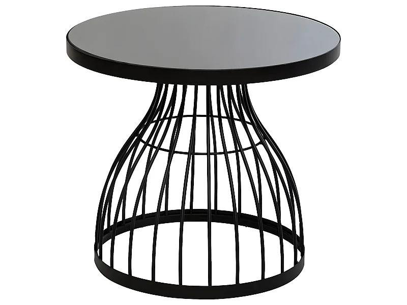 Table d'appoint coloris noir en verre - D. 55 x H. 48,5 cm