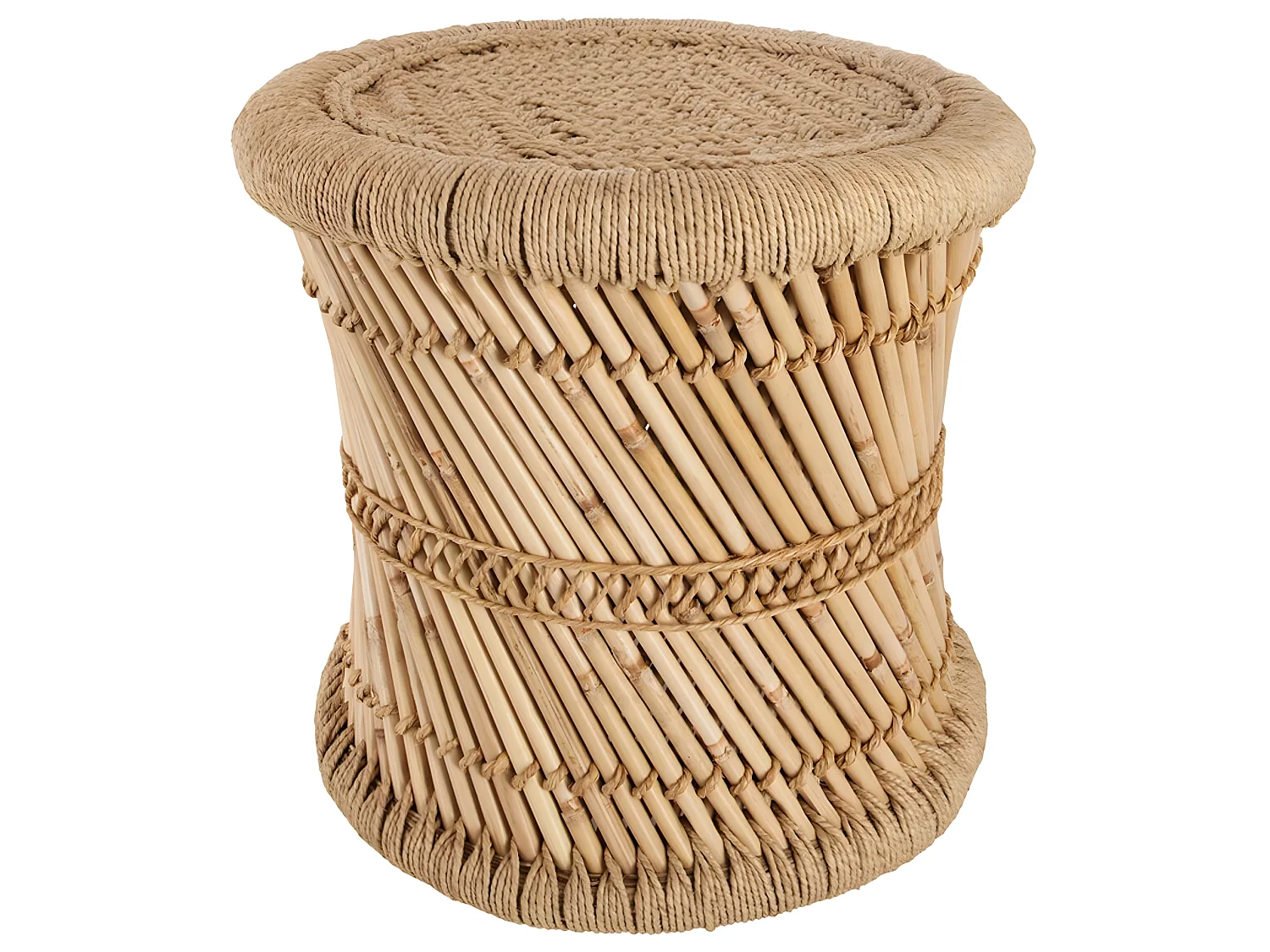 Set de 2 Tables d'appoint en Corde et Bambou Naturel