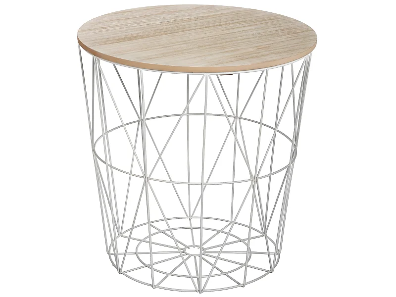 Table d'appoint en MDF et métal, gris - Dim : D.39,5 x H.41 cm