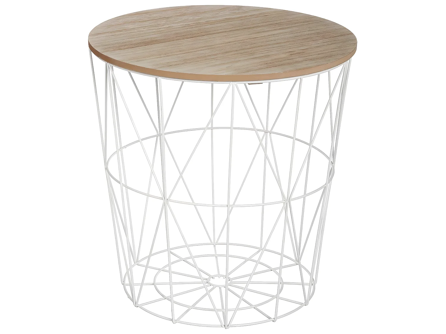 Table d'appoint en MDF et métal, blanc - Dim : D.39,5 x H.41 cm