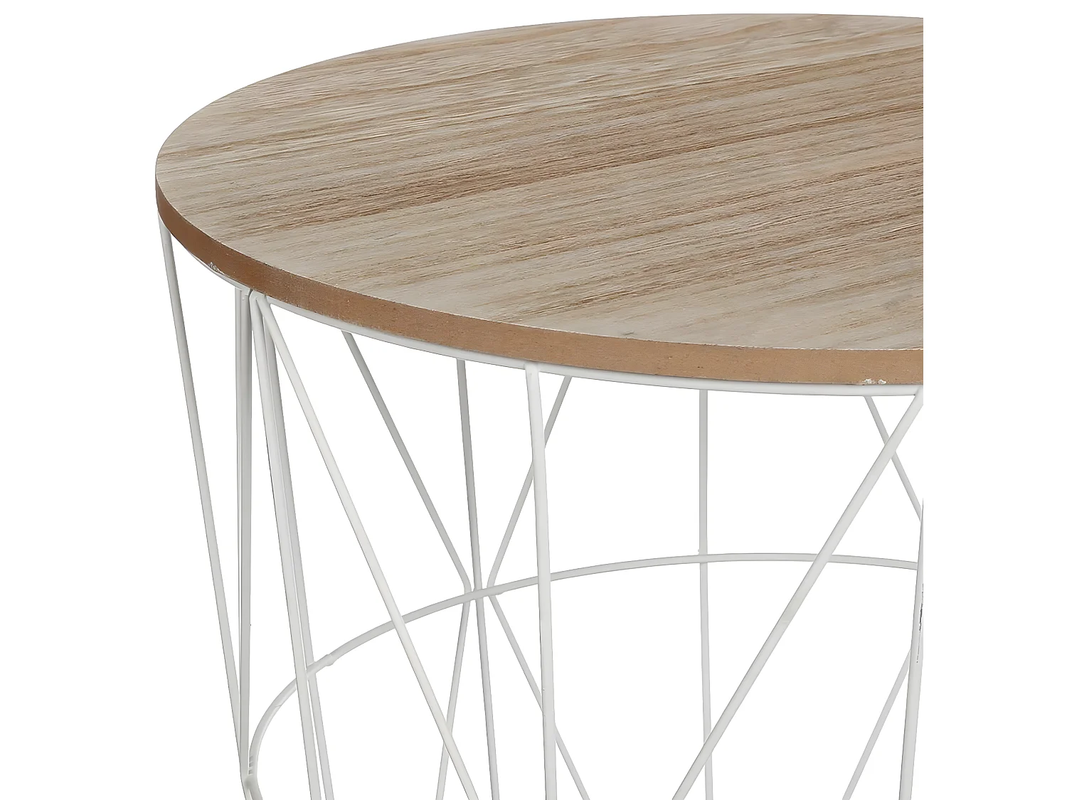 Table d'appoint en MDF et métal, blanc - Dim : D.39,5 x H.41 cm