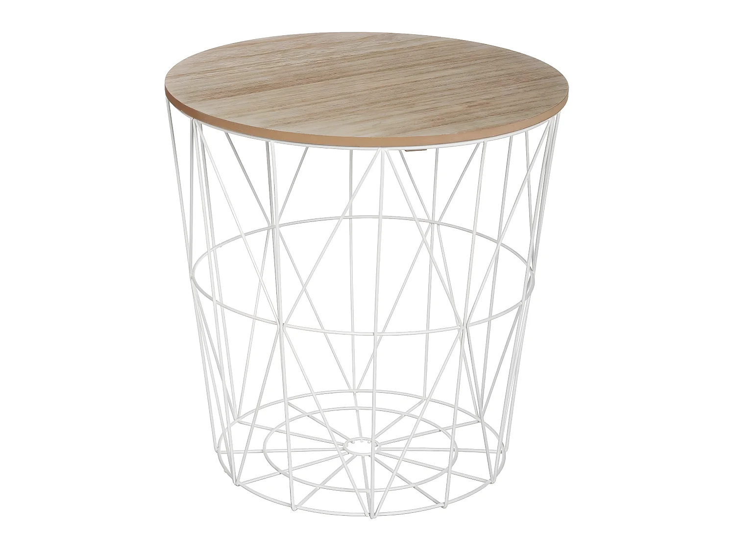 Table d'appoint en MDF et métal, blanc - Dim : D.39,5 x H.41 cm