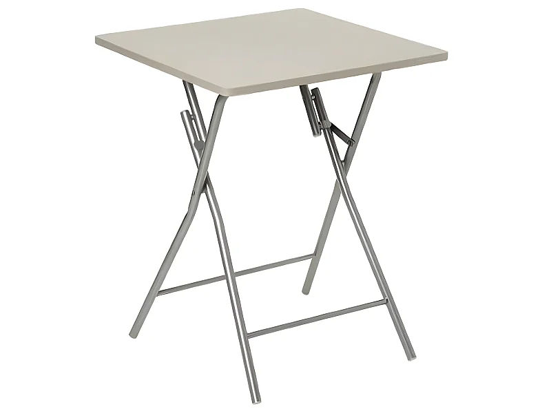 Table d'appoint pliante en métal coloris taupe - L.60 x l.60 x H.75 cm