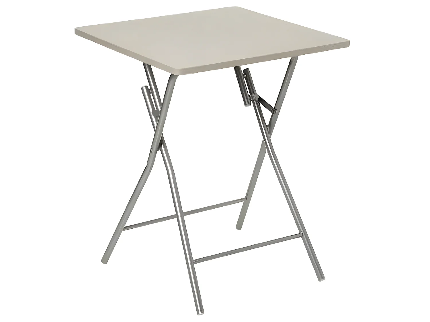 Table d'appoint pliante en métal coloris taupe - L.60 x l.60 x H.75 cm