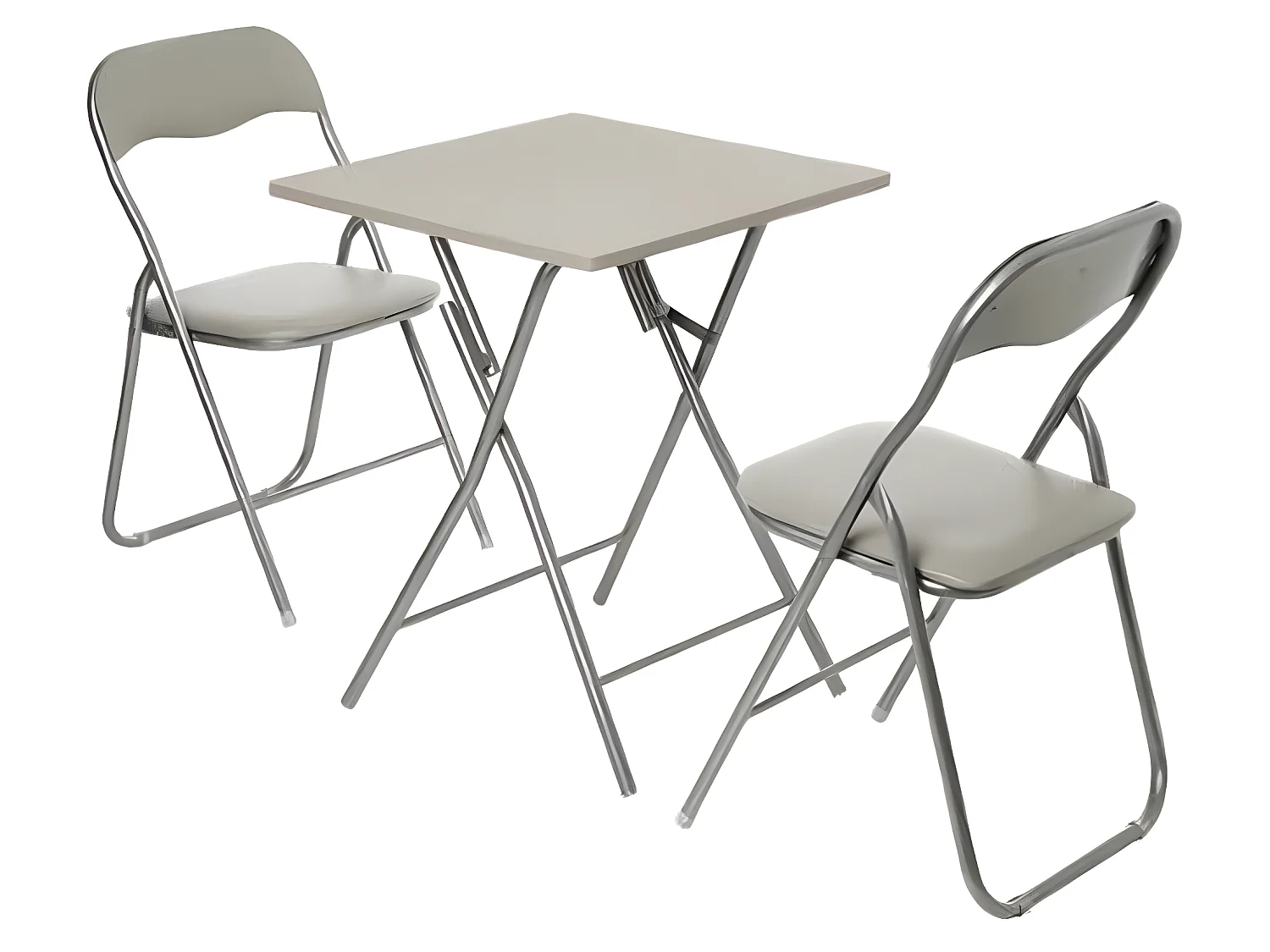 Table d'appoint pliante en métal coloris taupe - L.60 x l.60 x H.75 cm