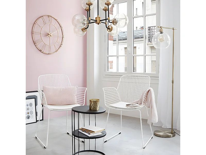 Table d'appoint en fer de couleur noire - L.36 x l.36 x H.52 cm