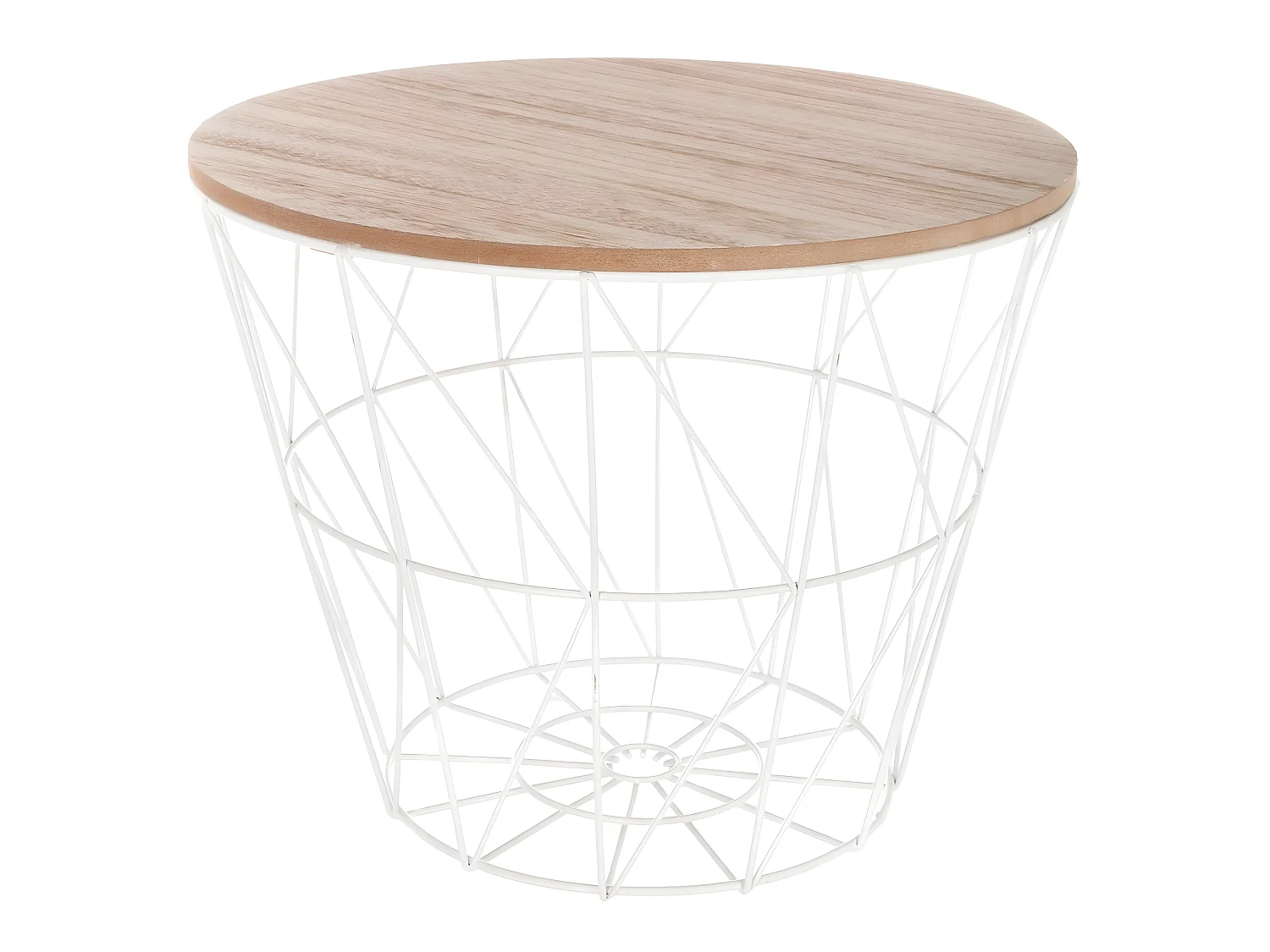 Table d'appoint design en MDF et métal blanc - Dim : D.38 x H.30,5 cm