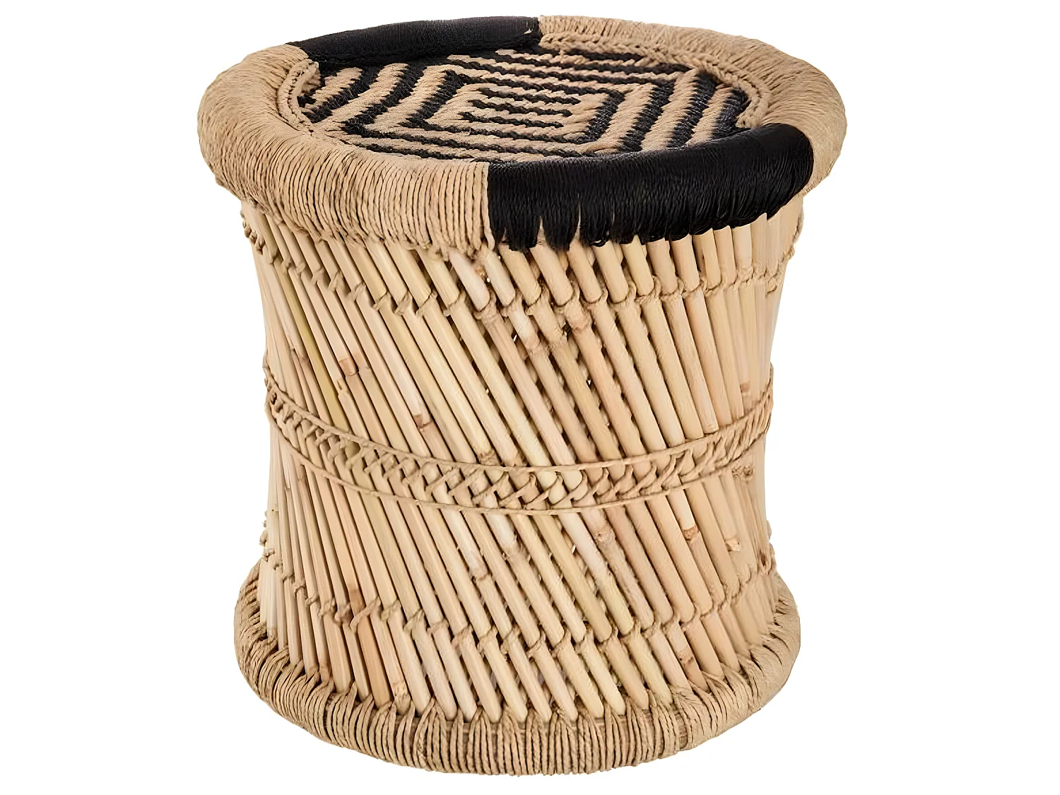 Set de 2 Tables d'appoint en Corde et Bambou Noir