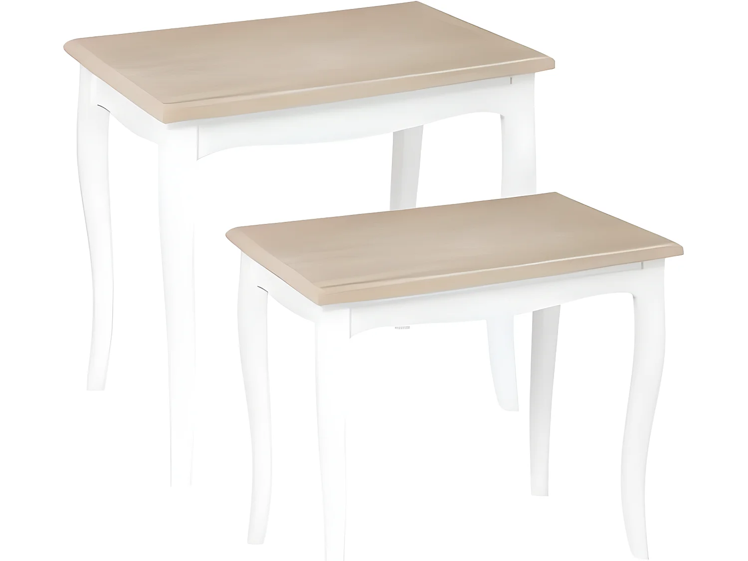 Lot de 2 tables d'appoint gigognes en bois coloris blanc / naturel