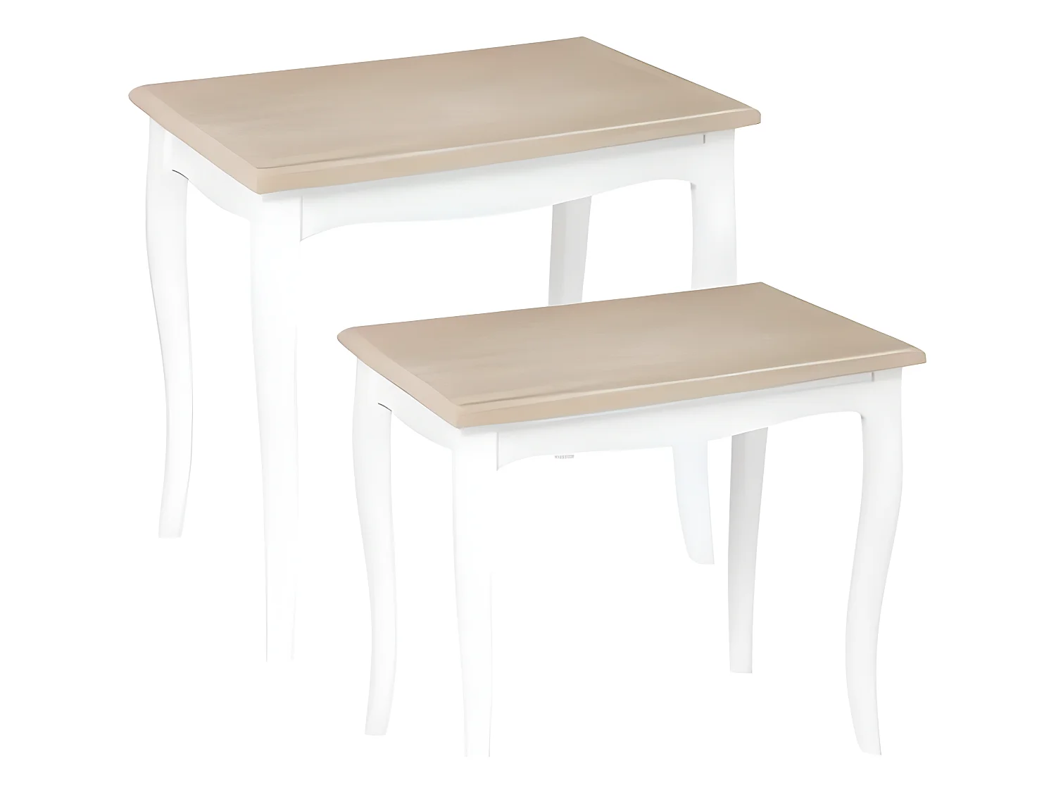 Lot de 2 tables d'appoint gigognes en bois coloris blanc / naturel