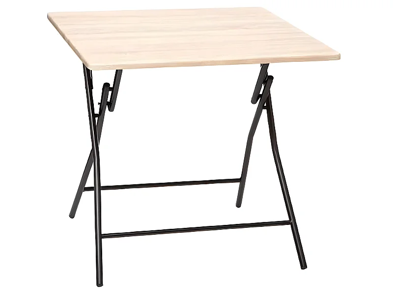 Table d'appoint pliante en métal coloris beige - L.80 x l.80 x H.75 cm