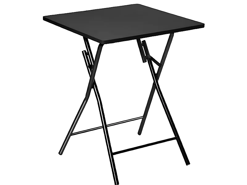 Table d'appoint pliante en métal et MDF coloris noir - L.60 x l.60 x H.75 cm