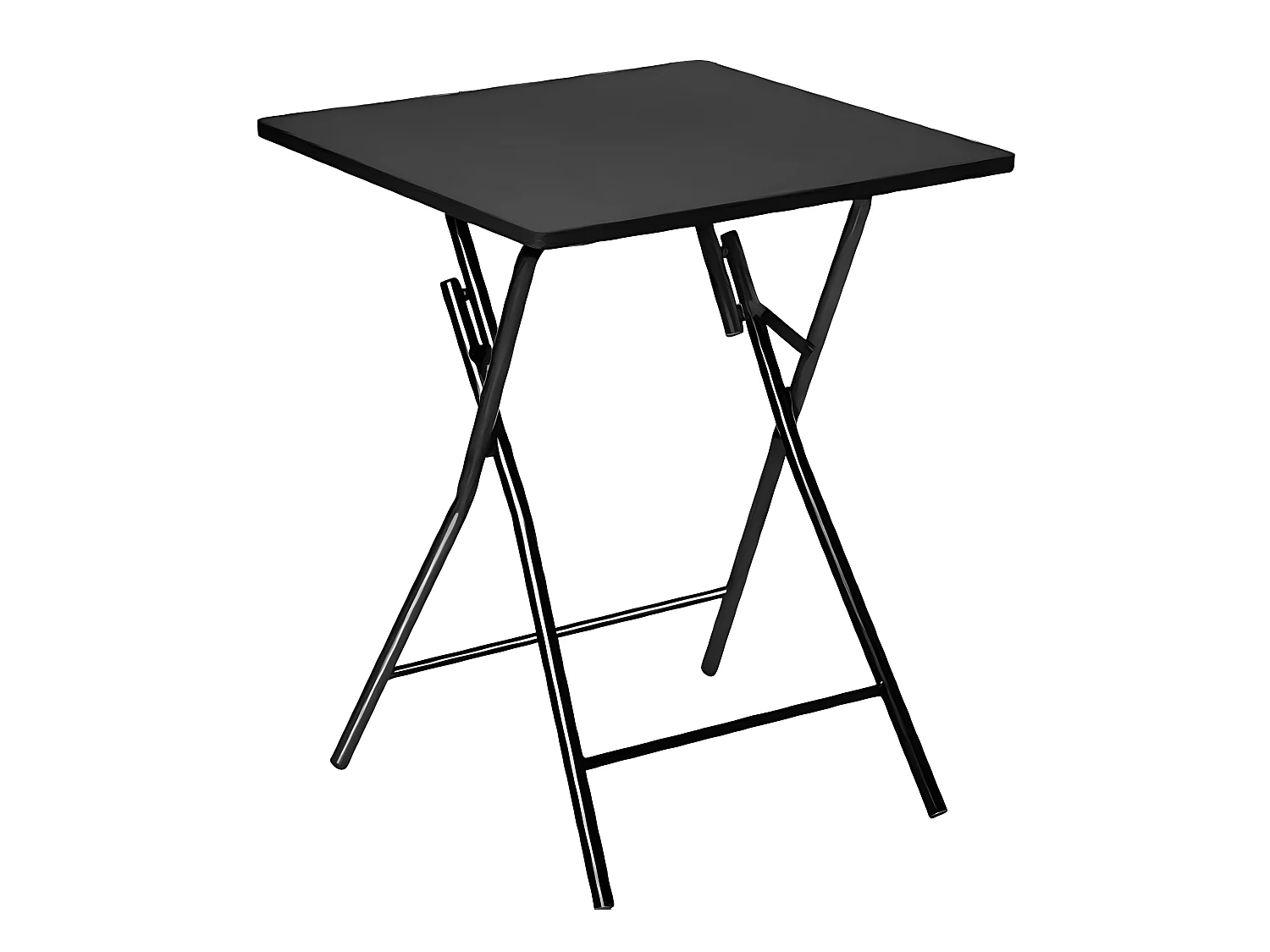 Table d'appoint pliante en métal et MDF coloris noir - L.60 x l.60 x H.75 cm