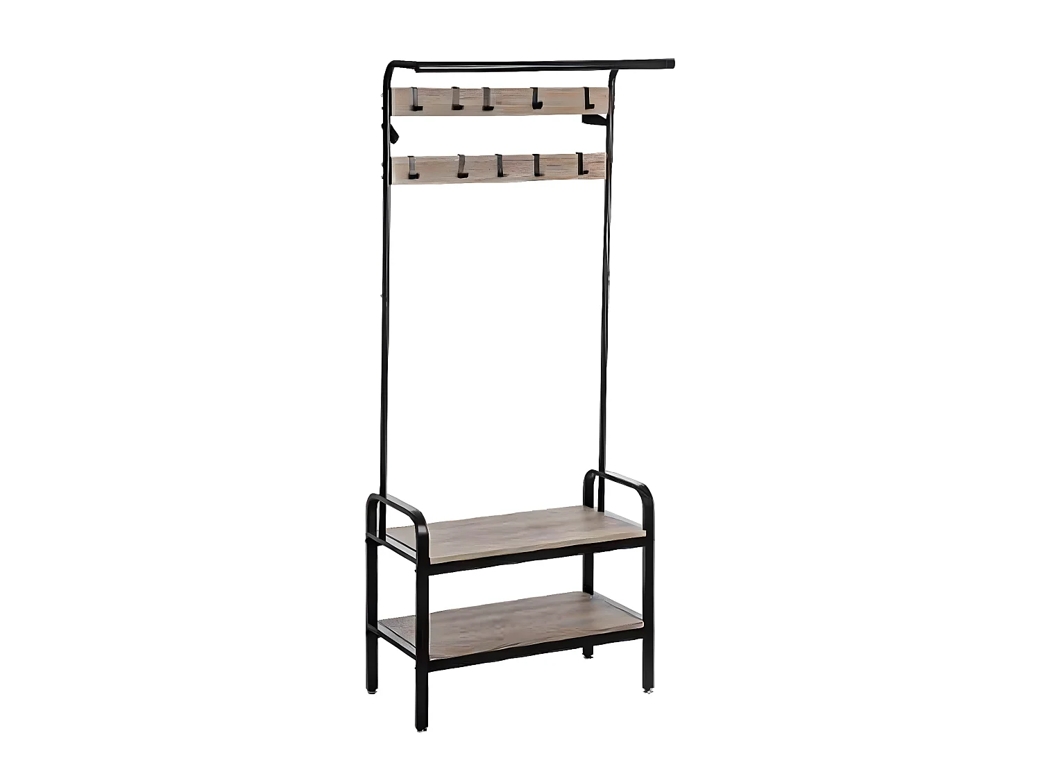 Meuble d'entrée vestiaire en bois et métal coloris naturel - L.73.5 x P.34 x H.170.5 cm