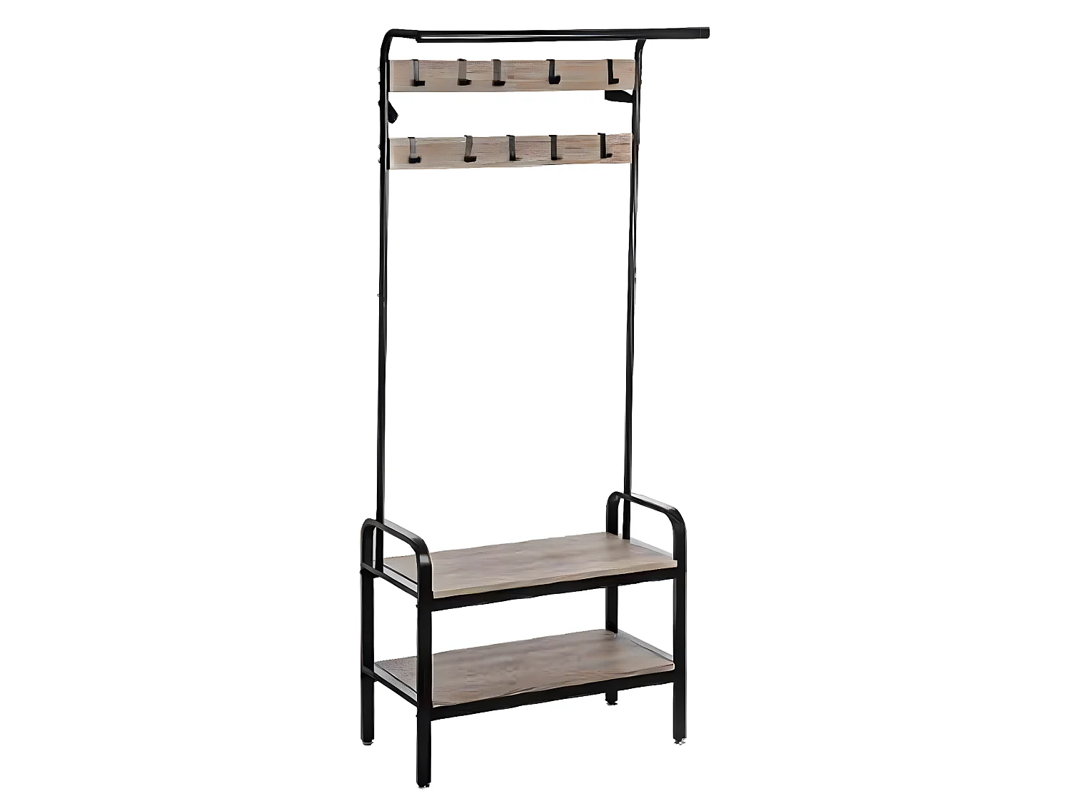 Meuble d'entrée vestiaire en bois et métal coloris naturel - L.73.5 x P.34 x H.170.5 cm