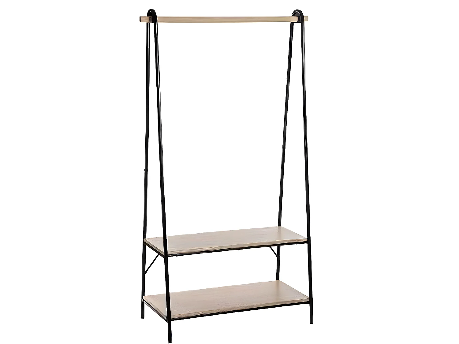 Portant à vêtement en bois et métal coloris naturel - L.95.5 x P.46 x H.164.5 cm