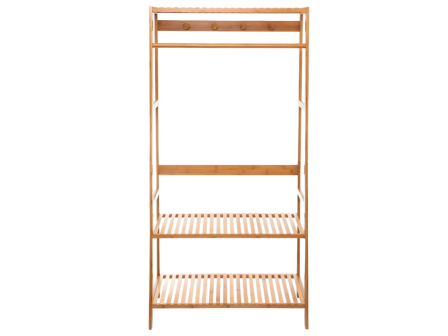 Portant à vêtements en bambou coloris naturel - Hauteur 170 x Longueur 80 x Profondeur 34 cm