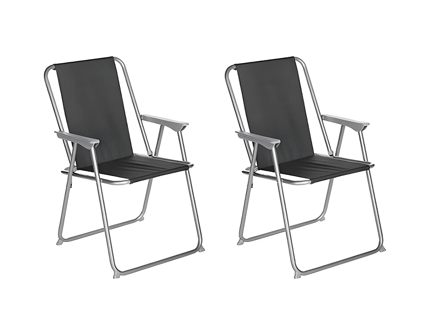 Lot de 2 chaises de camping pliantes coloris noir - L. 74.5 x l. 53 x H. 7cm