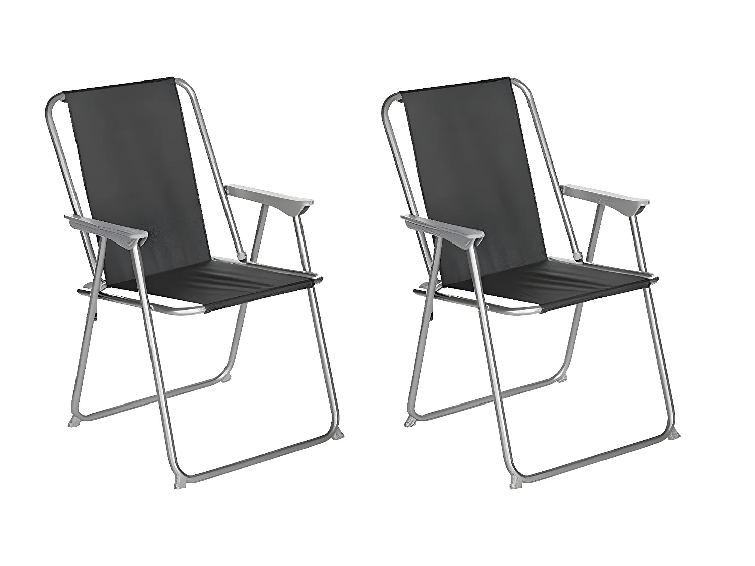 Lot de 2 chaises de camping pliantes coloris noir - L. 74.5 x l. 53 x H. 7cm
