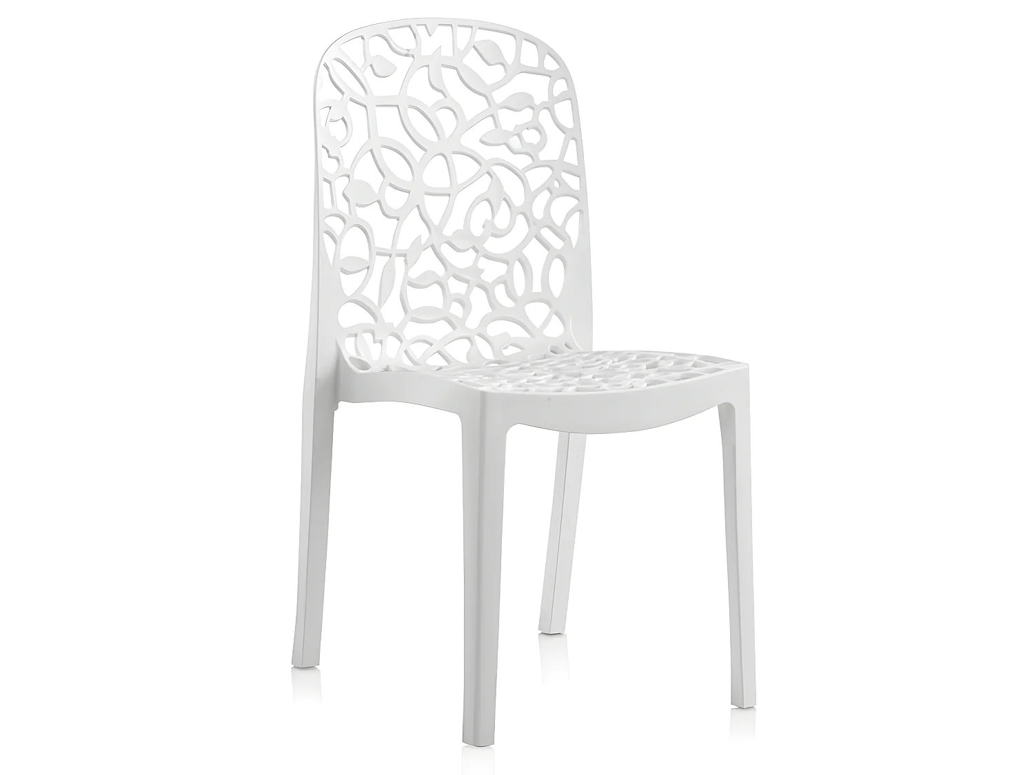 Lot de 6 chaises de jardin empilables en résine coloris blanc - Longueur 47 x Profondeur 50 x Hauteur 87 cm