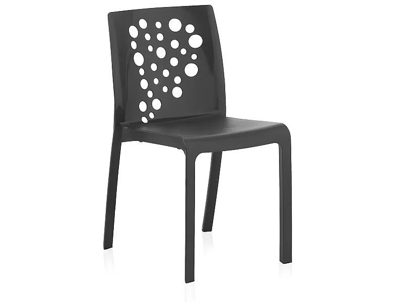 Lot de 6 chaises de jardin empilables en résine coloris anthracite - Longueur 48 x Profondeur 54 x Hauteur 81 cm