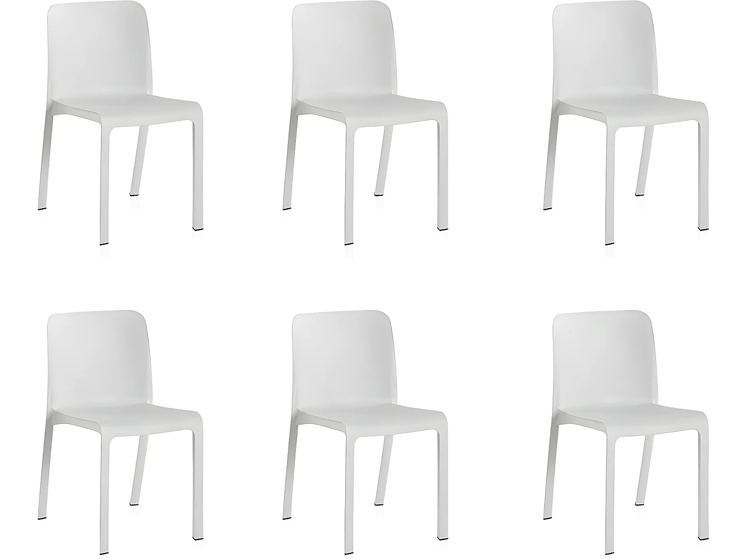 Lot de 6 chaises de jardin empilables en résine coloris blanc - Longueur 48 x Profondeur 53 x Hauteur 80 cm