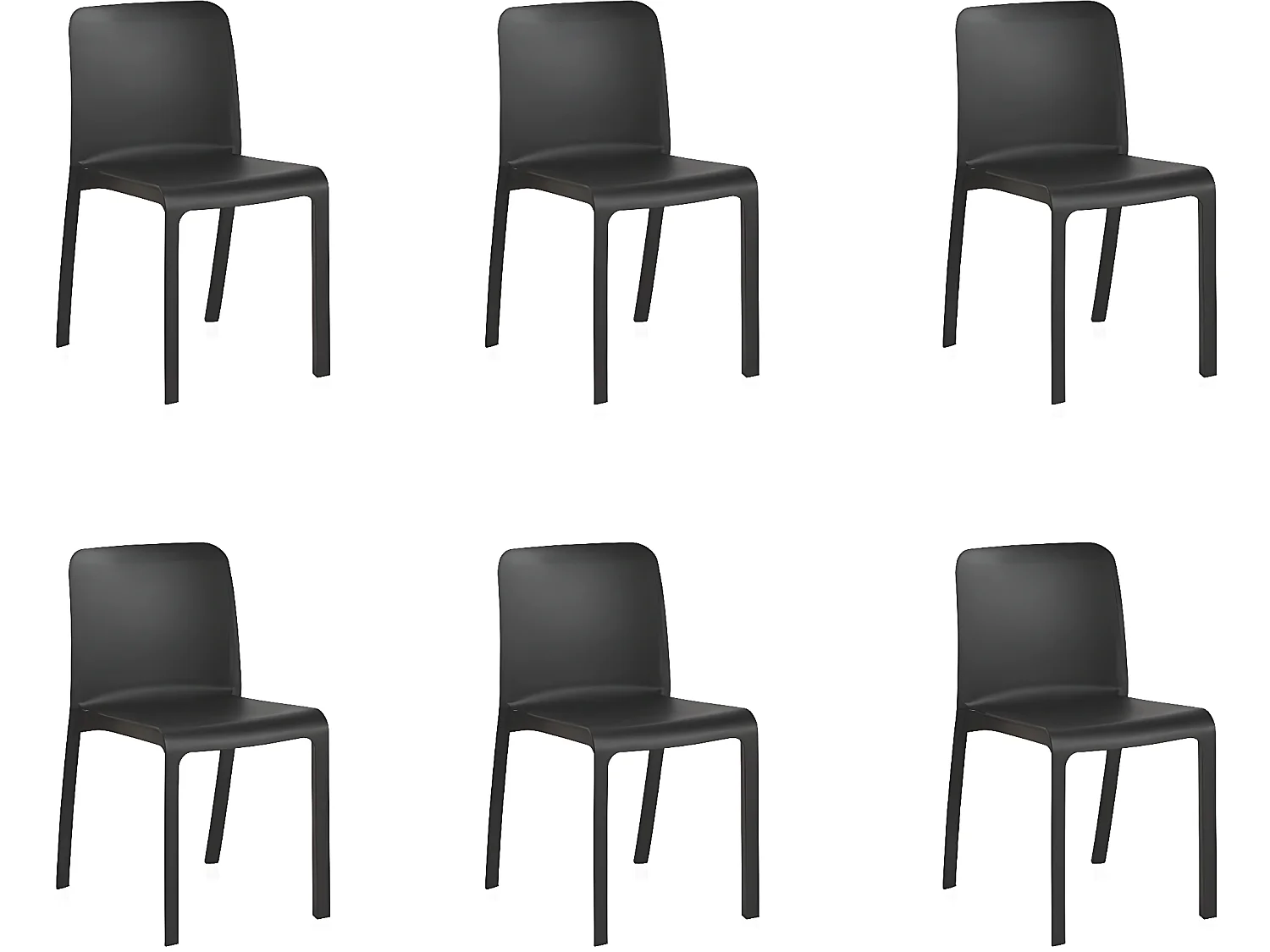 Lot de 6 chaises de jardin empilables en résine coloris anthracite - Longueur 48 x Profondeur 53 x Hauteur 80 cm  