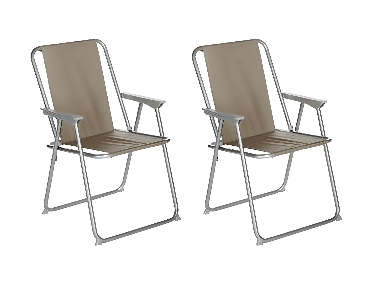 Lot de 2 chaises de camping pliantes coloris taupe - L. 74.5 x l. 53 x H. 7cm