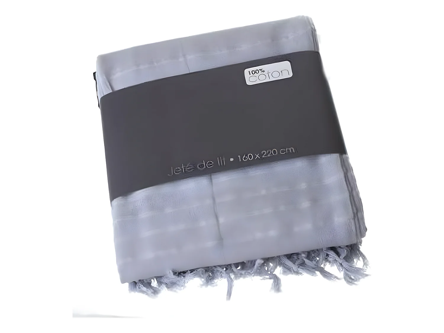 Couvre-lit, Jeté de lit en coton coloris gris clair, 160 x 220 cm