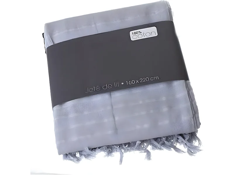 Couvre-lit, Jeté de lit en coton coloris gris clair, 160 x 220 cm