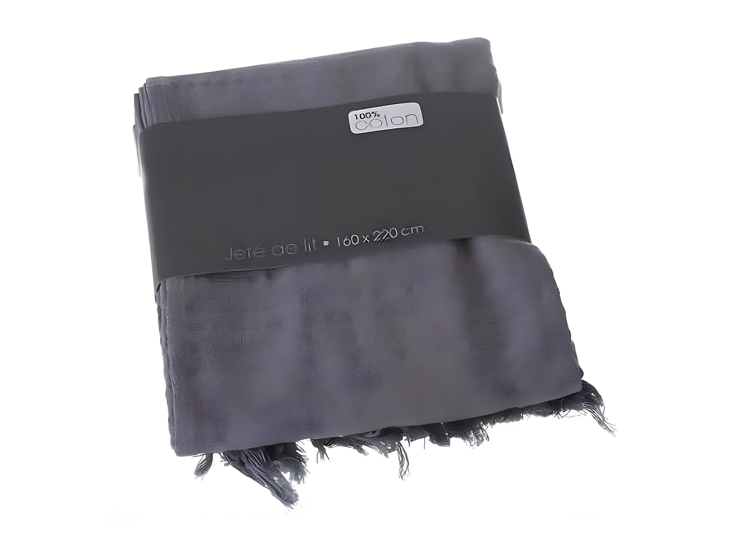 Couvre-lit, Jeté de lit en coton coloris gris, 160 x 220 cm