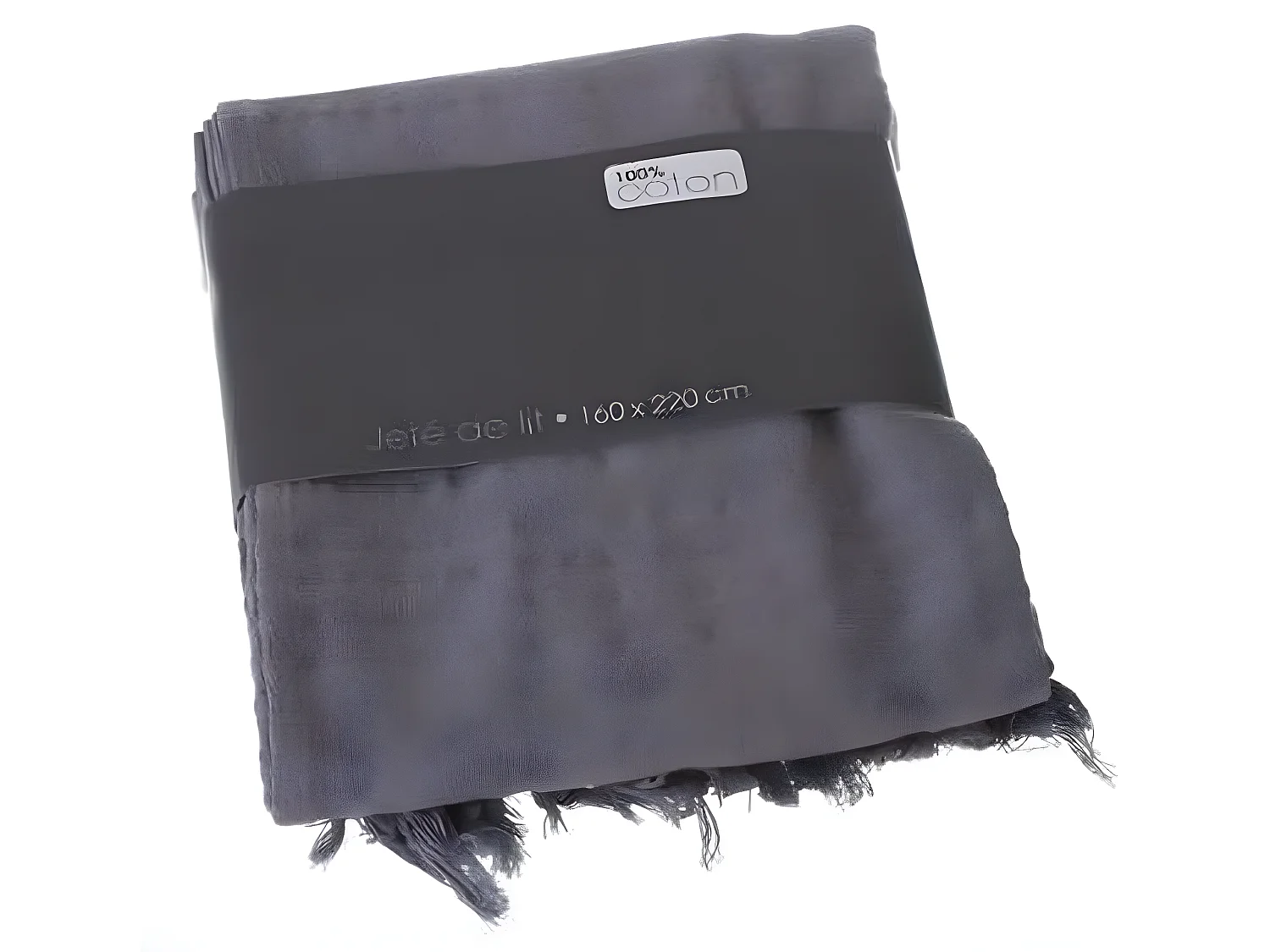 Couvre-lit, Jeté de lit en coton coloris gris, 160 x 220 cm