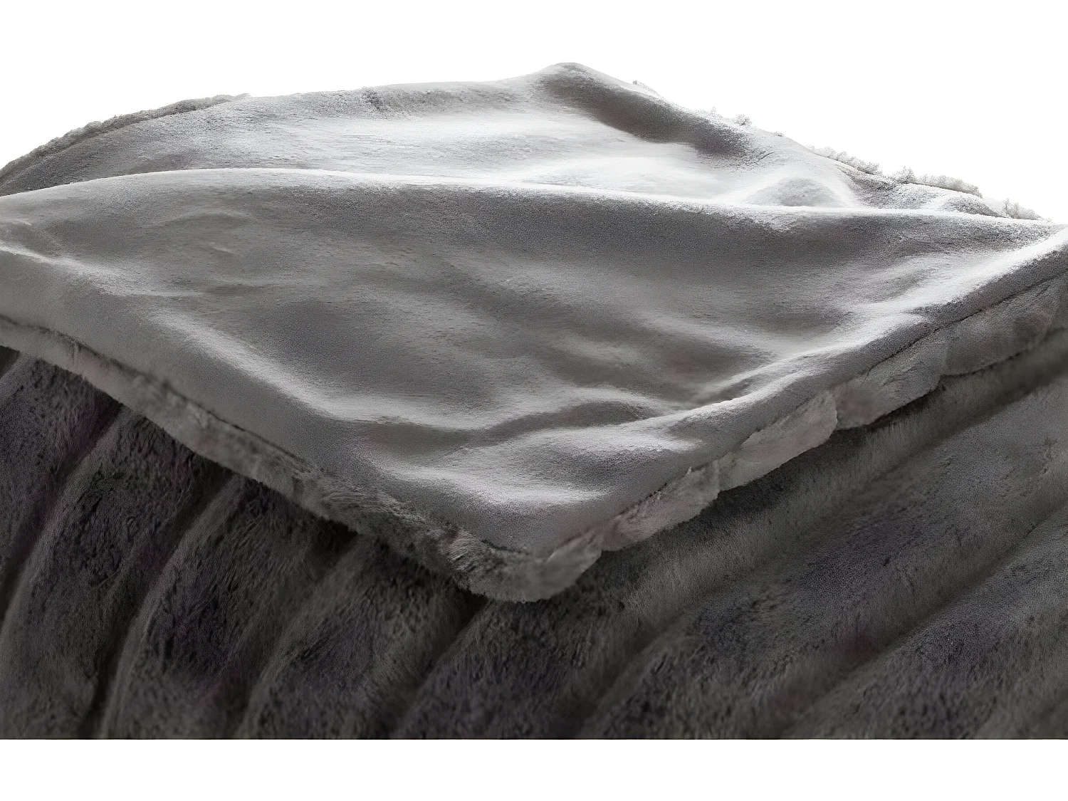 Plaid, couverture en polyester coloris gris foncé - L. 230   x P. 180  x H.  2 cm