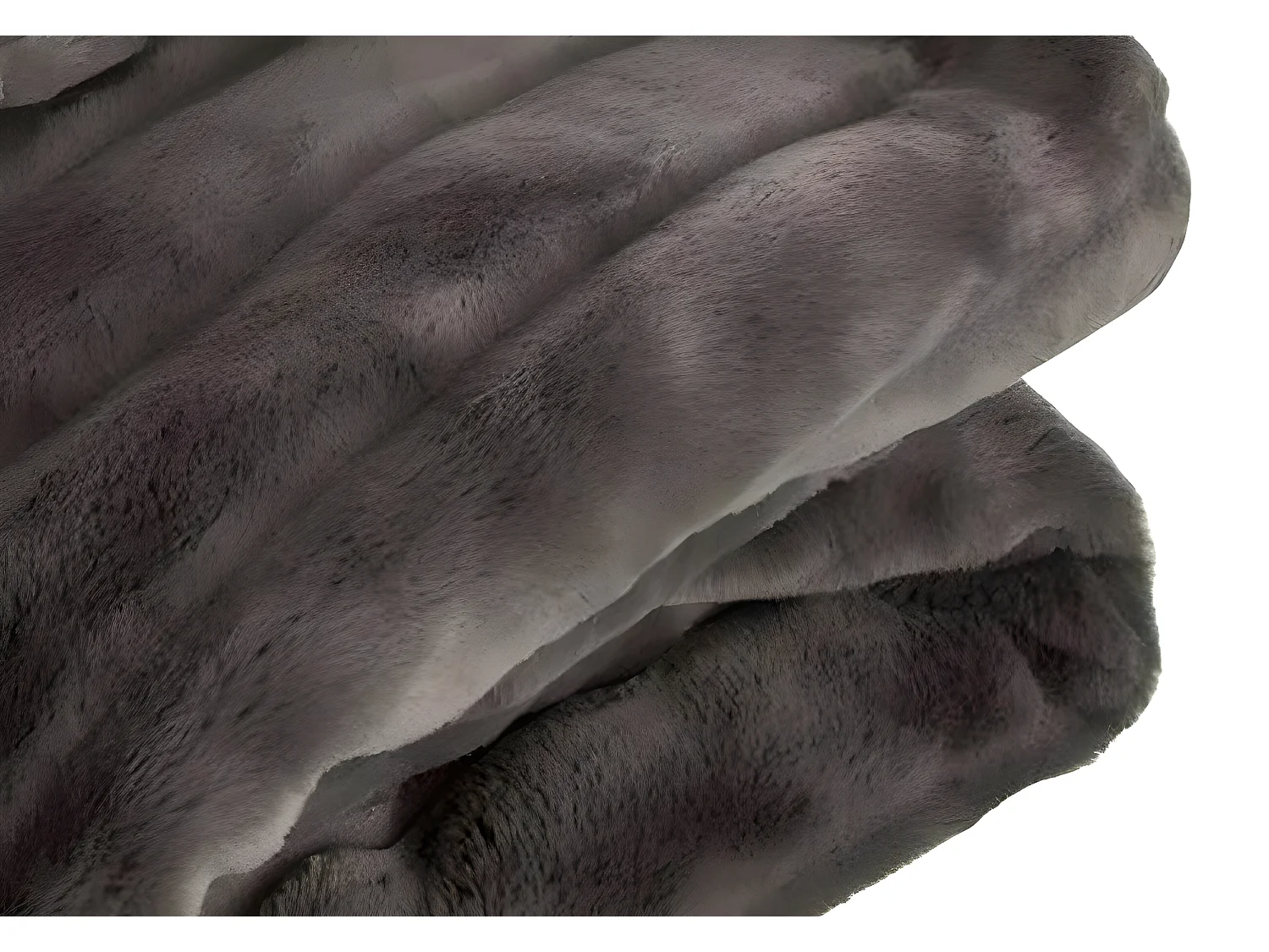 Plaid, couverture en polyester coloris gris foncé - L. 230   x P. 180  x H.  2 cm