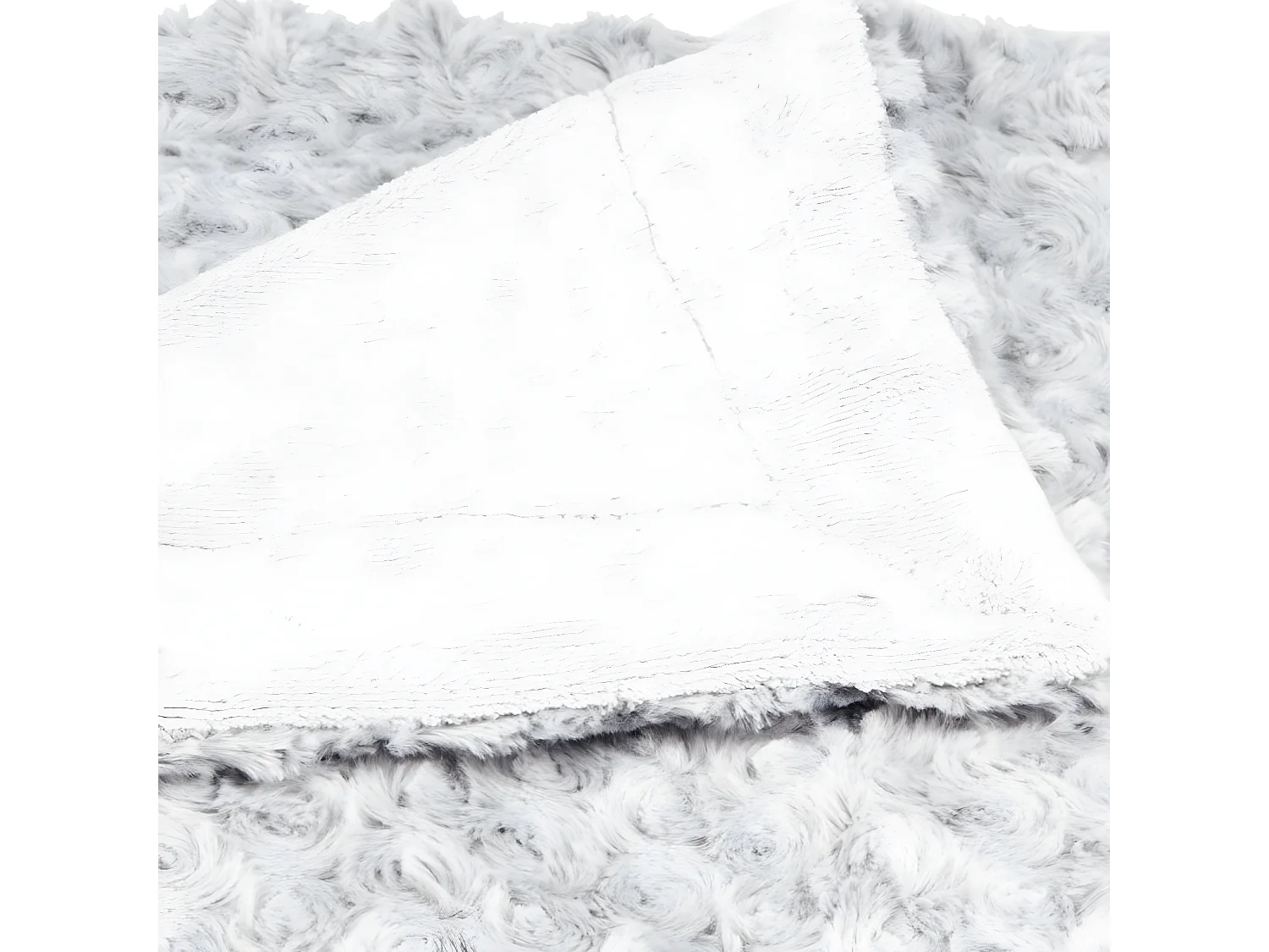 Plaid, couverture en polyester coloris gris clair -  L. 230 x P. 180  x H. 2 cm