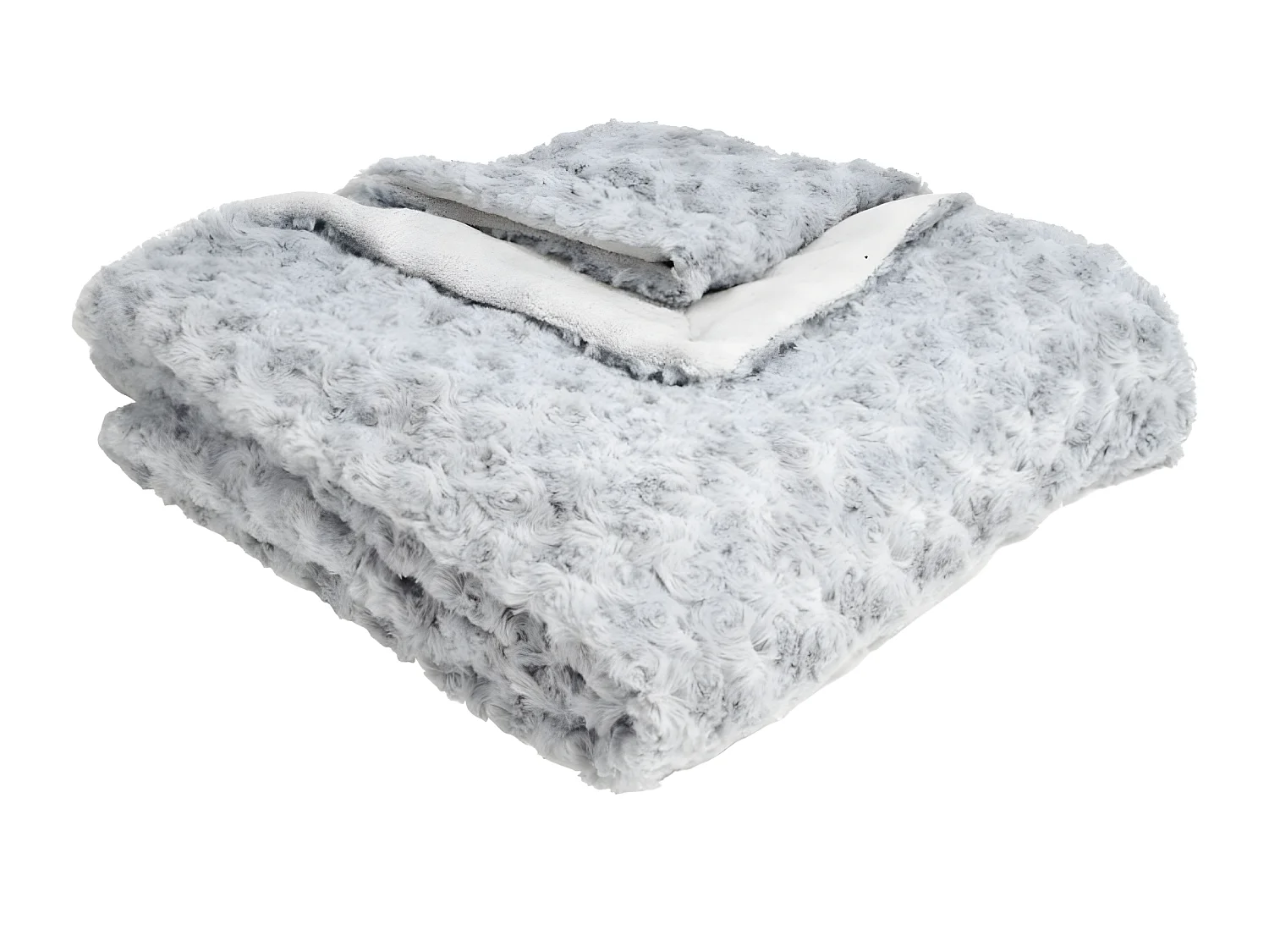 Plaid, couverture en polyester coloris gris clair -  L. 230 x P. 180  x H. 2 cm