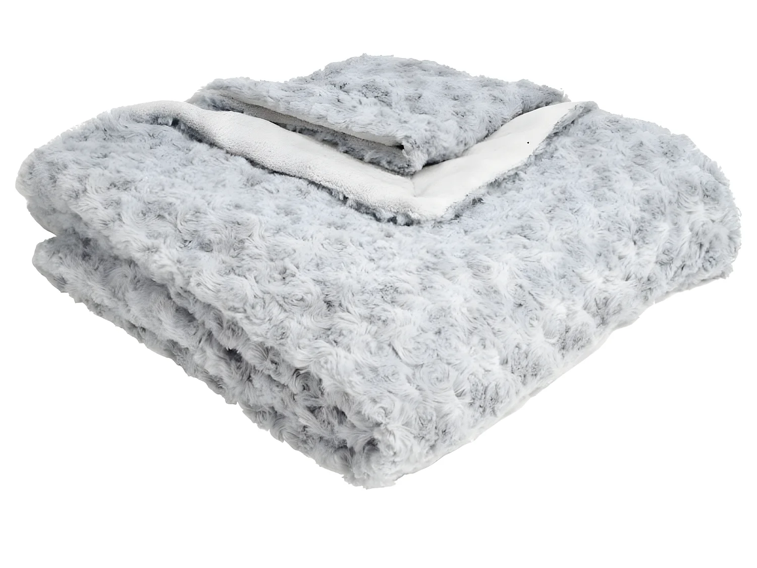 Plaid, couverture en polyester coloris gris clair -  L. 230 x P. 180  x H. 2 cm