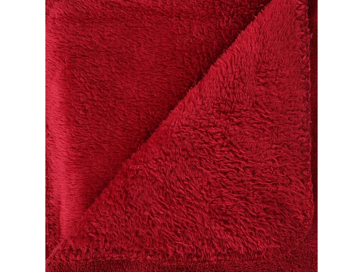 Plaid, couverture en microfibre coloris rouge -longueur 230  x profondeur 180 x hauteur 1 cm