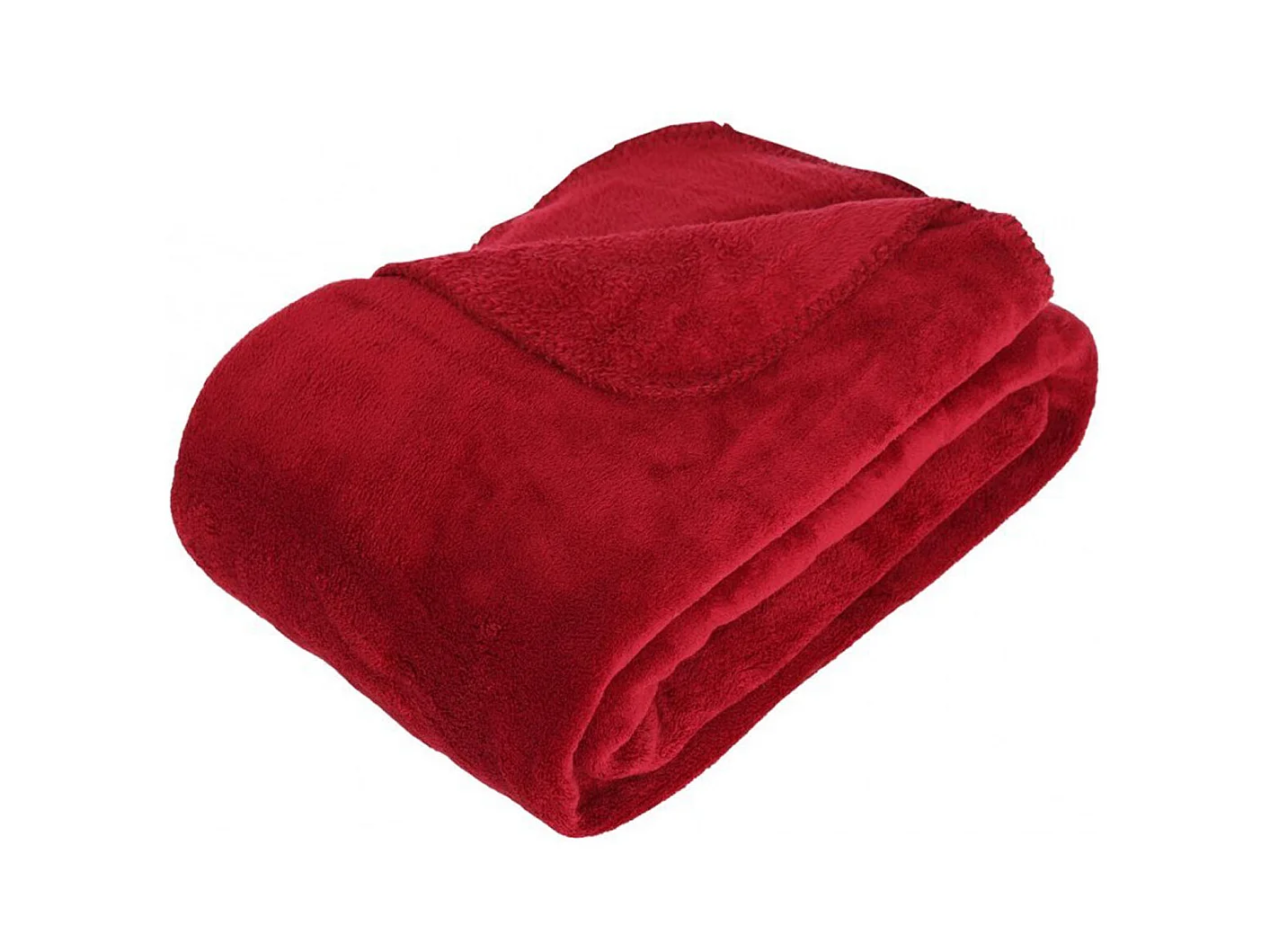 Plaid, couverture en microfibre coloris rouge -longueur 230  x profondeur 180 x hauteur 1 cm