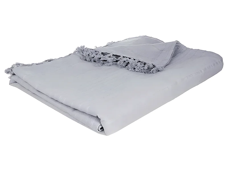 Jeté de lit en coton coloris gris clair - 250 x 230 cm