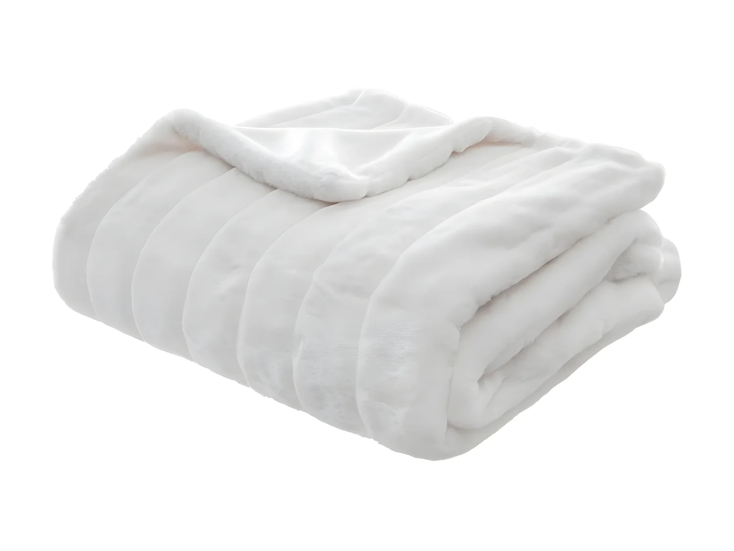 Plaid, couverture en polyester coloris blanc - L. 160  x P. 120  x H.  2 cm