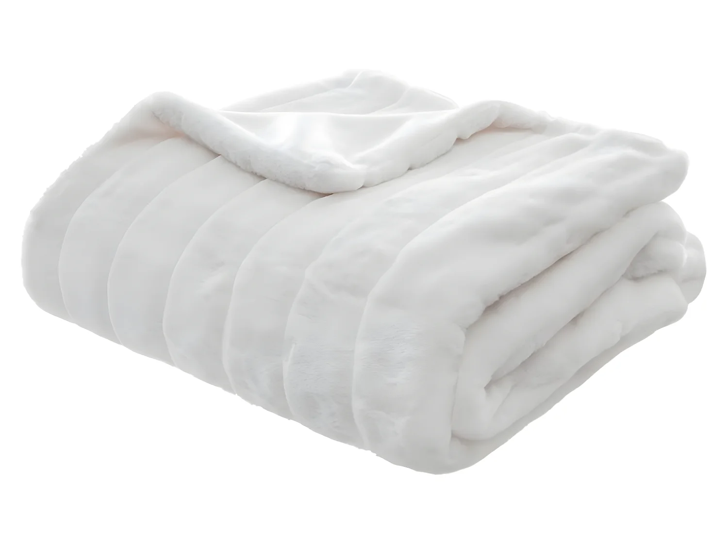 Plaid, couverture en polyester coloris blanc - L. 160  x P. 120  x H.  2 cm