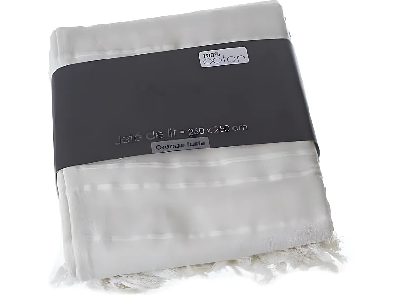 Couvre-lit, Jeté de lit en coton coloris ivoire, 230 x 250 cm