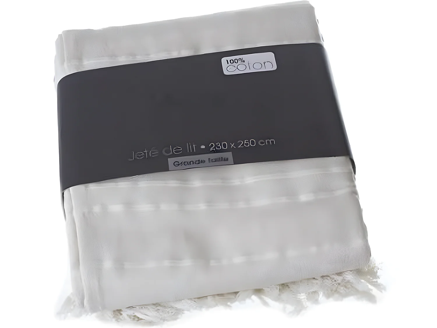 Couvre-lit, Jeté de lit en coton coloris ivoire, 230 x 250 cm