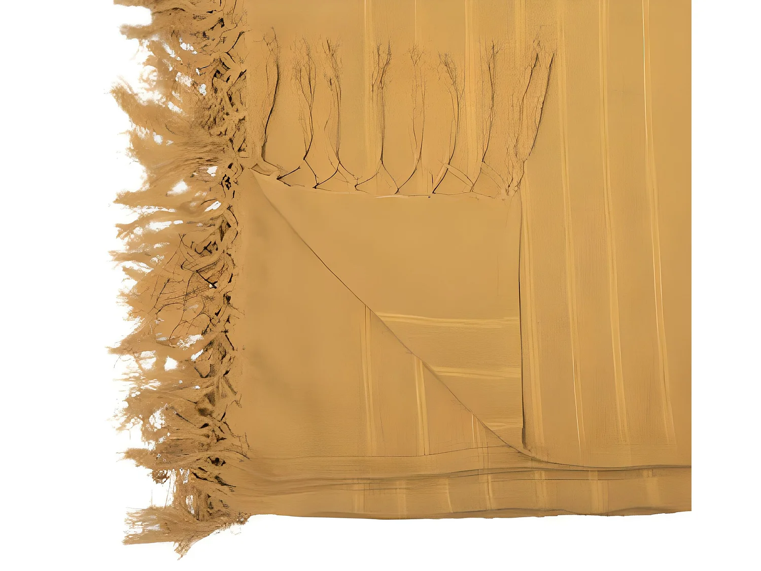 Couvre-lit, Jeté de lit en coton coloris jaune ocre - longueur 250 x profondeur 230 x hauteur 0,1 cm