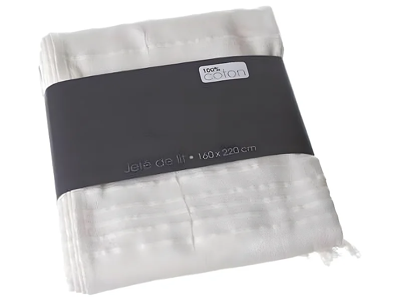 Couvre-lit, Jeté de lit en coton coloris ivoire, 160 x 220 cm