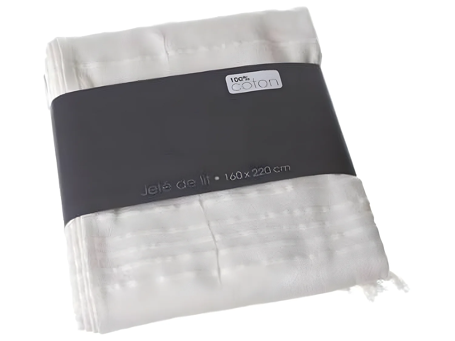 Couvre-lit, Jeté de lit en coton coloris ivoire, 160 x 220 cm