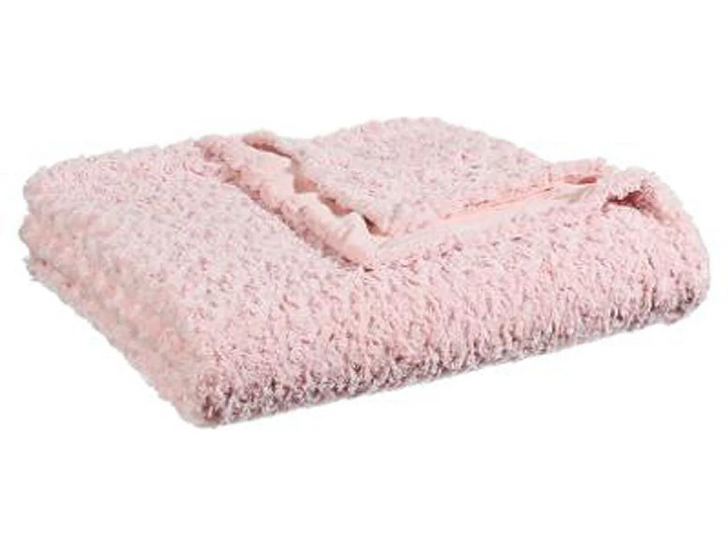 Plaid, couverture en polyester coloris rose clair -  L. 230 x P. 180 x H.  2 cm