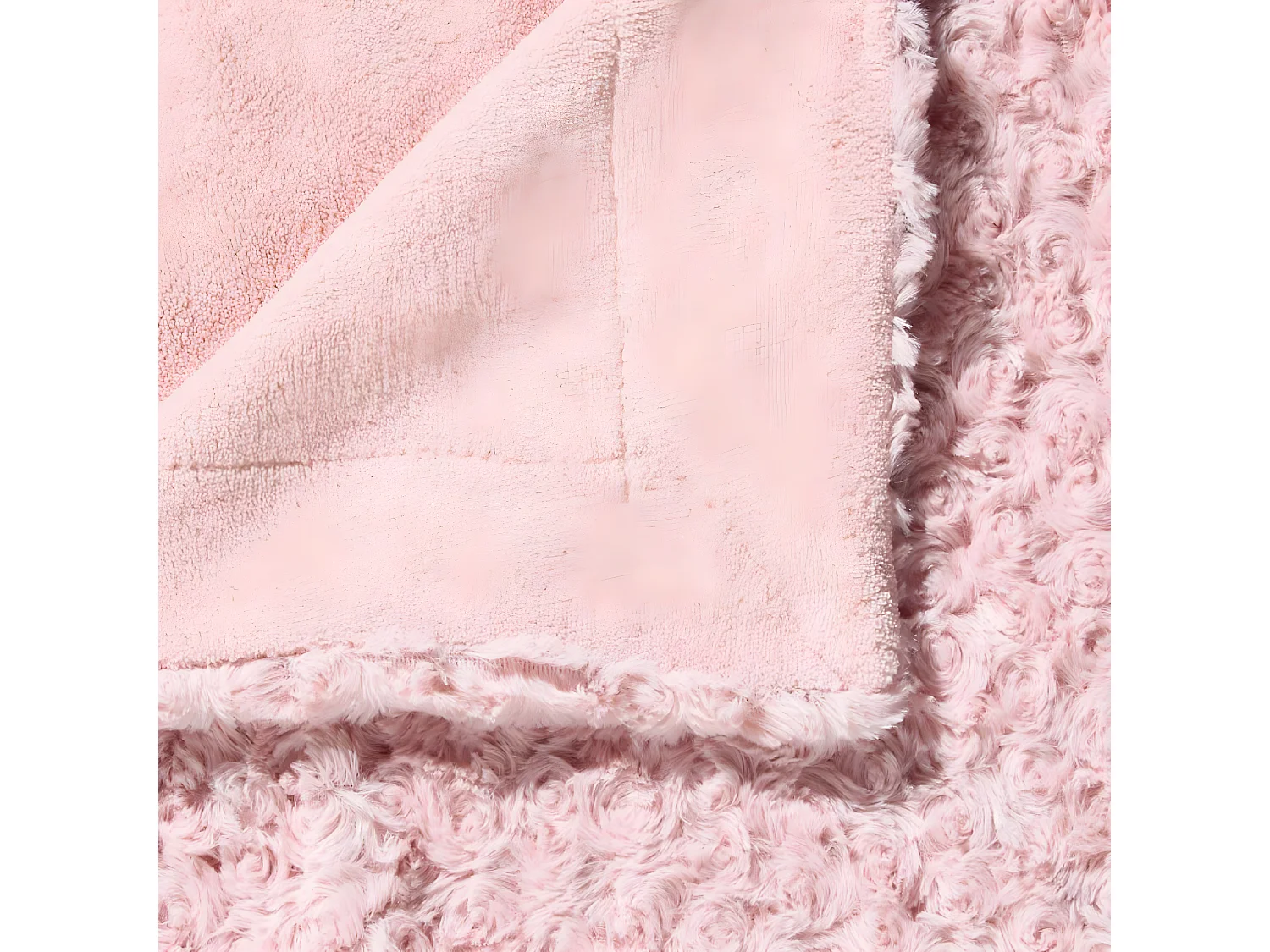 Plaid, couverture en polyester coloris rose clair -  L. 230 x P. 180 x H.  2 cm