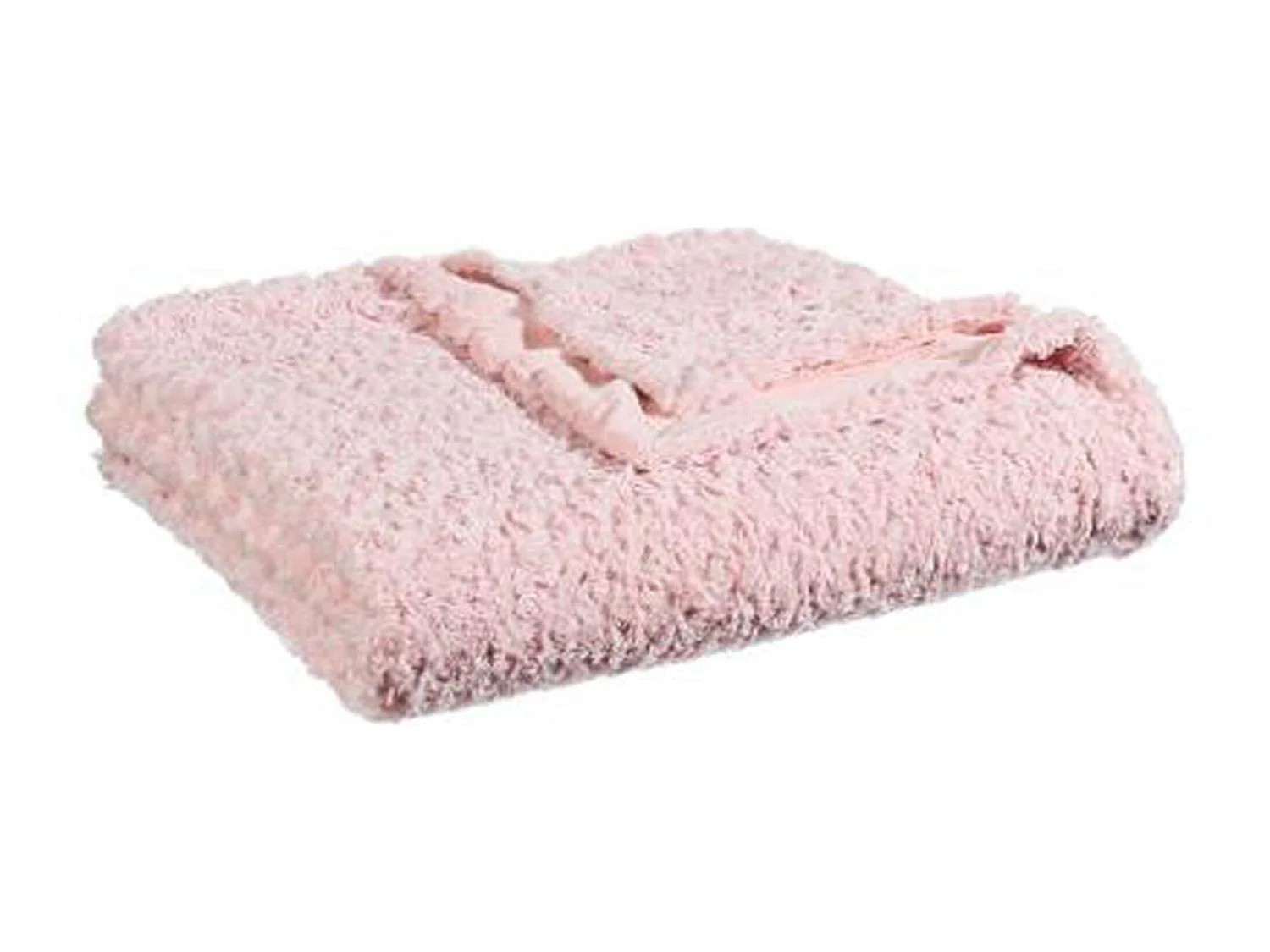 Plaid, couverture en polyester coloris rose clair -  L. 230 x P. 180 x H.  2 cm